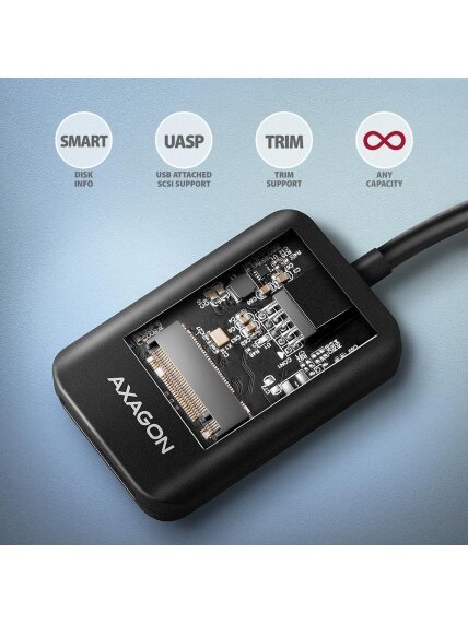 AXAGON USB-A 10Gbps - M.2 NVMe and SATA SSD Adapter | ADM2-AM 2