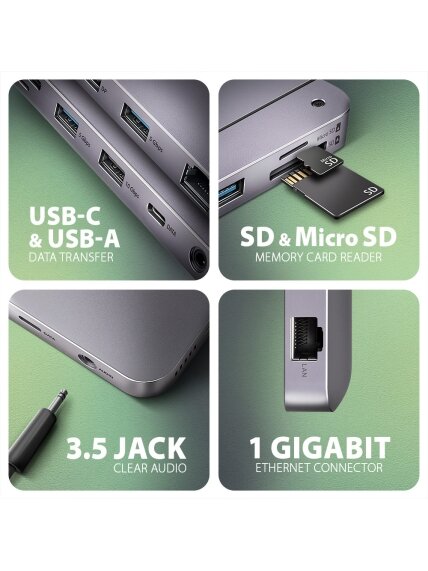 AXAGON USB-C 10Gbps GEN2COMBO 12in1 Hub | HMC-12GM2 2