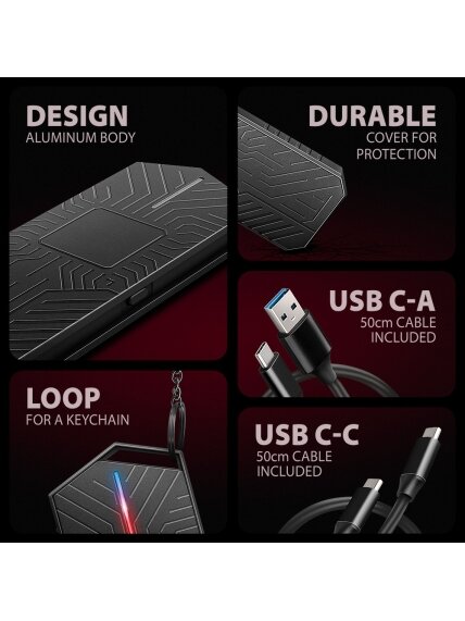 AXAGON USB-C 10Gbps - M.2 NVMe and SATA SSD GAME M.2 box | EEM2-GAM 7 AXAGON USB-C 10Gbps - M.2 NVMe and SATA SSD GAME M.2 box | EEM2-GAM 7