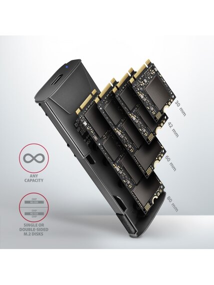 AXAGON USB-C 10Gbps - M.2 NVMe and SATA SSD THIN SCREWLESS box | EEM2-GTS2 8 AXAGON USB-C 10Gbps - M.2 NVMe and SATA SSD THIN SCREWLESS box | EEM2-GTS2 8