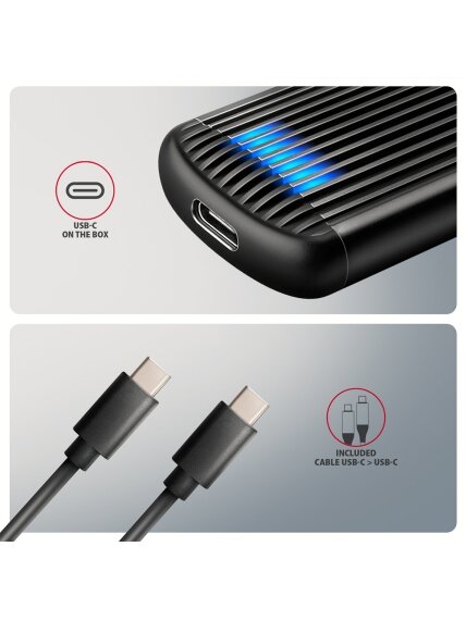 AXAGON USB-C 10Gbps M.2 NVMe SSD Enclosure, Screwless, RIBBED Aluminum | EEM2-SC 6