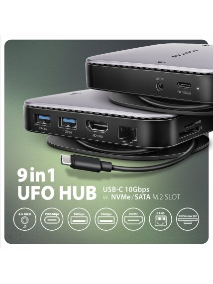 AXAGON USB-C 10Gbps UFO 9in1 Hub | HMC-UFO 1