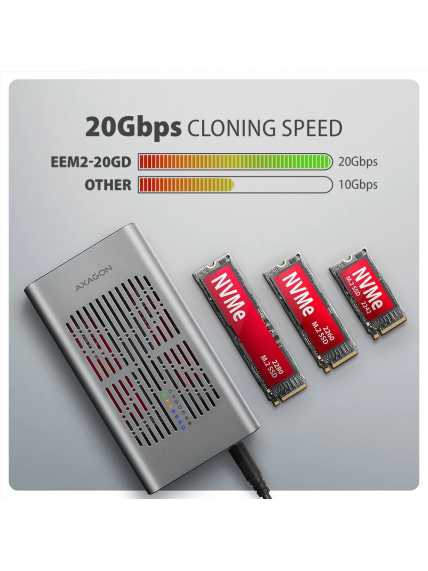 AXAGON USB-C 20Gbps Dual M.2 NVMe SSD CLONE MASTER Enclosure | EEM2-20GD 7 AXAGON USB-C 20Gbps Dual M.2 NVMe SSD CLONE MASTER Enclosure | EEM2-20GD 7
