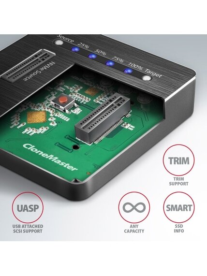 AXAGON | USB-C 3.2 Gen2 - 2x NVMe CLONE DUAL SDD Dock Station | ADSA-M2C 5