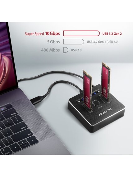 AXAGON | USB-C 3.2 Gen2 - 2x NVMe CLONE DUAL SDD Dock Station | ADSA-M2C 3