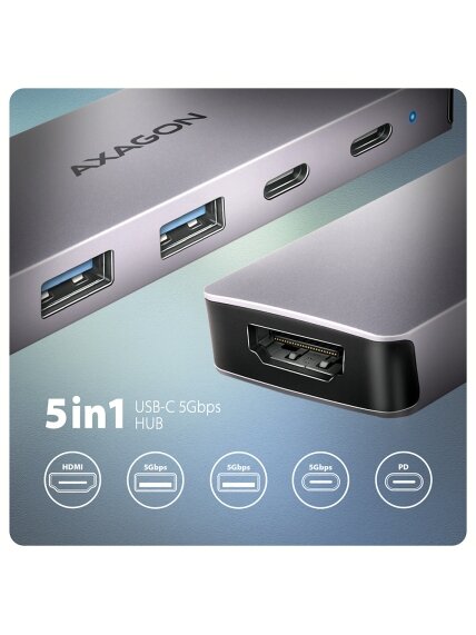 AXAGON USB-C 5Gbps 5in1 Hub | HMC-5H60 1