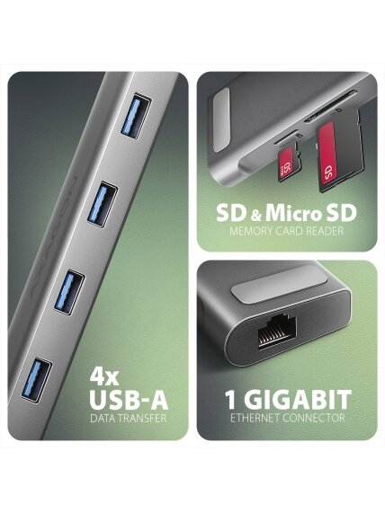 AXAGON USB-C 5Gbps LONGER 9in1 hub | HMC-10HLS 3 AXAGON USB-C 5Gbps LONGER 9in1 hub | HMC-10HLS 3
