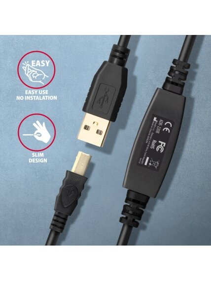 AXAGON | USB Repeater Cable, 20 m | ADR-220B | USB Type A to USB Type B 2 AXAGON | USB Repeater Cable, 20 m | ADR-220B | USB Type A to USB Type B 2