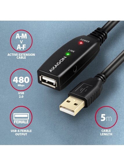 AXAGON | USB Repeater Cable | ADR-205 | USB Type-A to USB Type-A 1 AXAGON | USB Repeater Cable | ADR-205 | USB Type-A to USB Type-A 1
