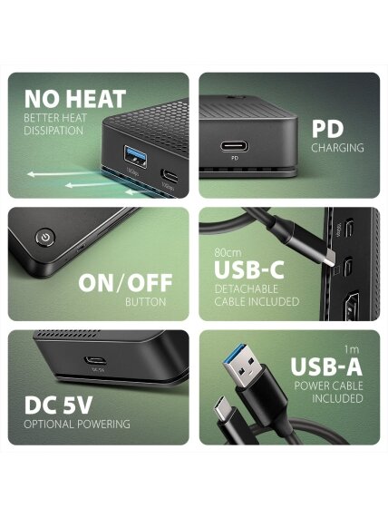AXAGON USB4 40Gbps DUAL 4K DISPLAY 12in1 Dock | HMC-U4 6 AXAGON USB4 40Gbps DUAL 4K DISPLAY 12in1 Dock | HMC-U4 6