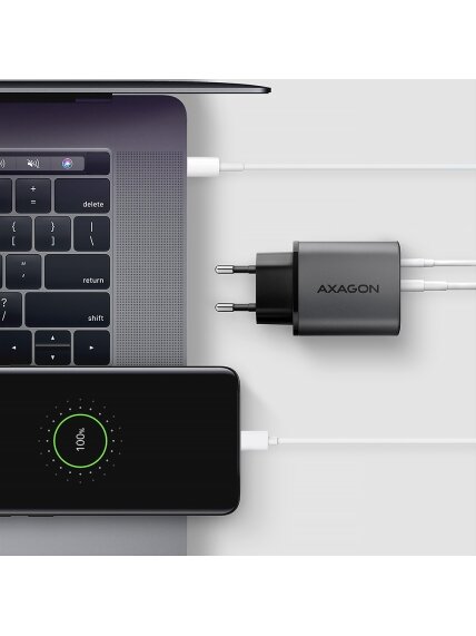 AXAGON Wall charger 67W, 2x port (USB-A + USB-C) PD3.0/PPS/QC4+/SFC 2.0/Apple | ACU-PQ67 2