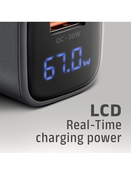AXAGON Wall charger 67W, USB-A + USB-C, PD3.0/PPS/QC4+/SF | ACU-PQ67D 5