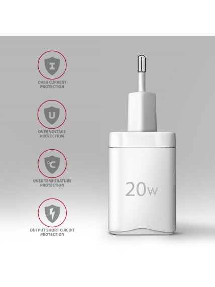 AXAGON Wallcharger 1x port USB-C, PD3.0 / PPS /QC4+/AFC/FCP/Apple, 20W | ACU-PD20W 4