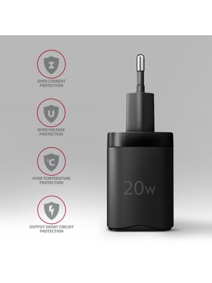 AXAGON Wallcharger 2x port (USB-A + USB-C), 20W | ACU-PQ20 4 AXAGON Wallcharger 2x port (USB-A + USB-C), 20W | ACU-PQ20 4