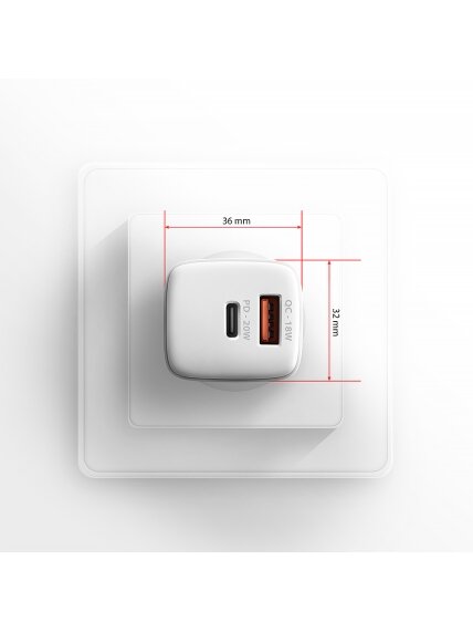 AXAGON Wallcharger 2x port (USB-A + USB-C), 20W | ACU-PQ20W 7 AXAGON Wallcharger 2x port (USB-A + USB-C), 20W | ACU-PQ20W 7
