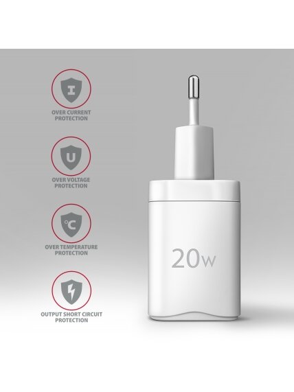 AXAGON Wallcharger 2x port (USB-A + USB-C), 20W | ACU-PQ20W 4 AXAGON Wallcharger 2x port (USB-A + USB-C), 20W | ACU-PQ20W 4