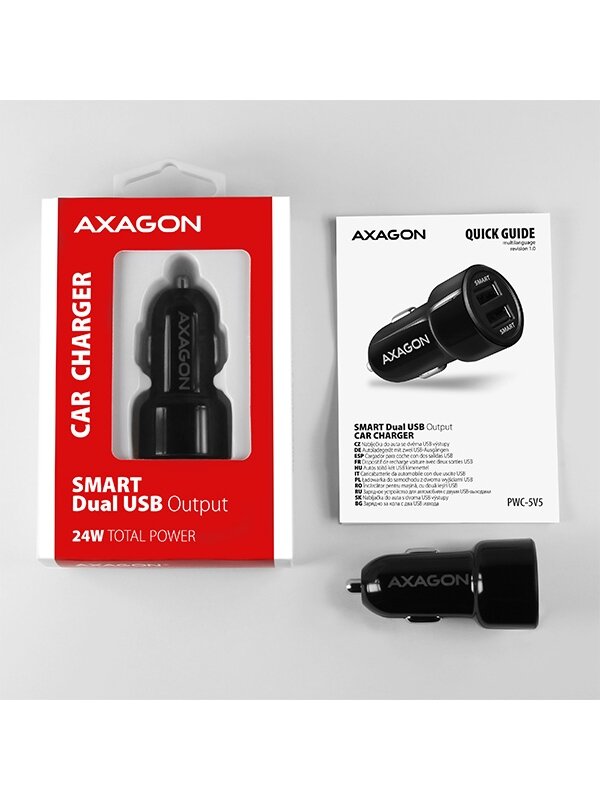 AXAGON Dual car charger, 24W | PWC-5V5 11 AXAGON Dual car charger, 24W | PWC-5V5 11
