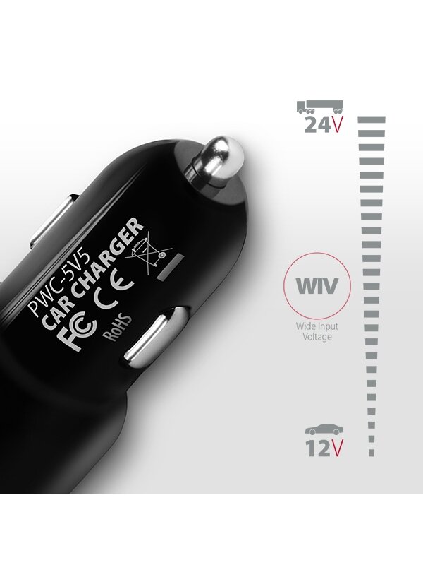 AXAGON Dual car charger, 24W | PWC-5V5 6 AXAGON Dual car charger, 24W | PWC-5V5 6