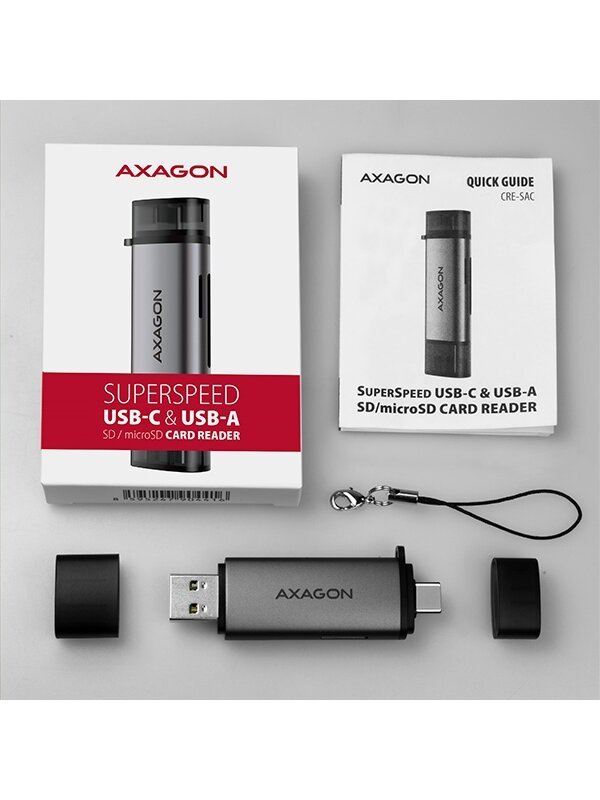 AXAGON Mobile USB 3.2 Gen 1card reader with USB-C and USB-A connectors | CRE-SAC 9