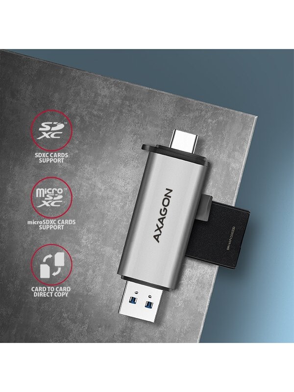 AXAGON Mobile USB 3.2 Gen 1card reader with USB-C and USB-A connectors | CRE-SAC 3
