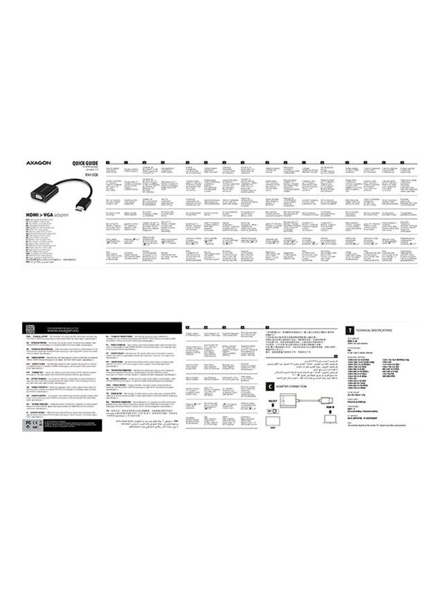 AXAGON | RVH-VGN, HDMI - VGA Reduction Adapter | 0.15 m 10 AXAGON | RVH-VGN, HDMI - VGA Reduction Adapter | 0.15 m 10