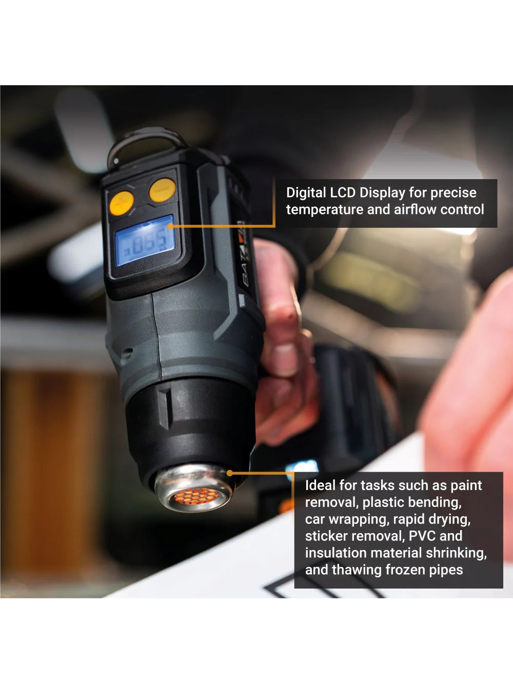 Batavia B.V. 18V Cordless Heat Gun with Digital LCD Display (battery and charger not included) 3