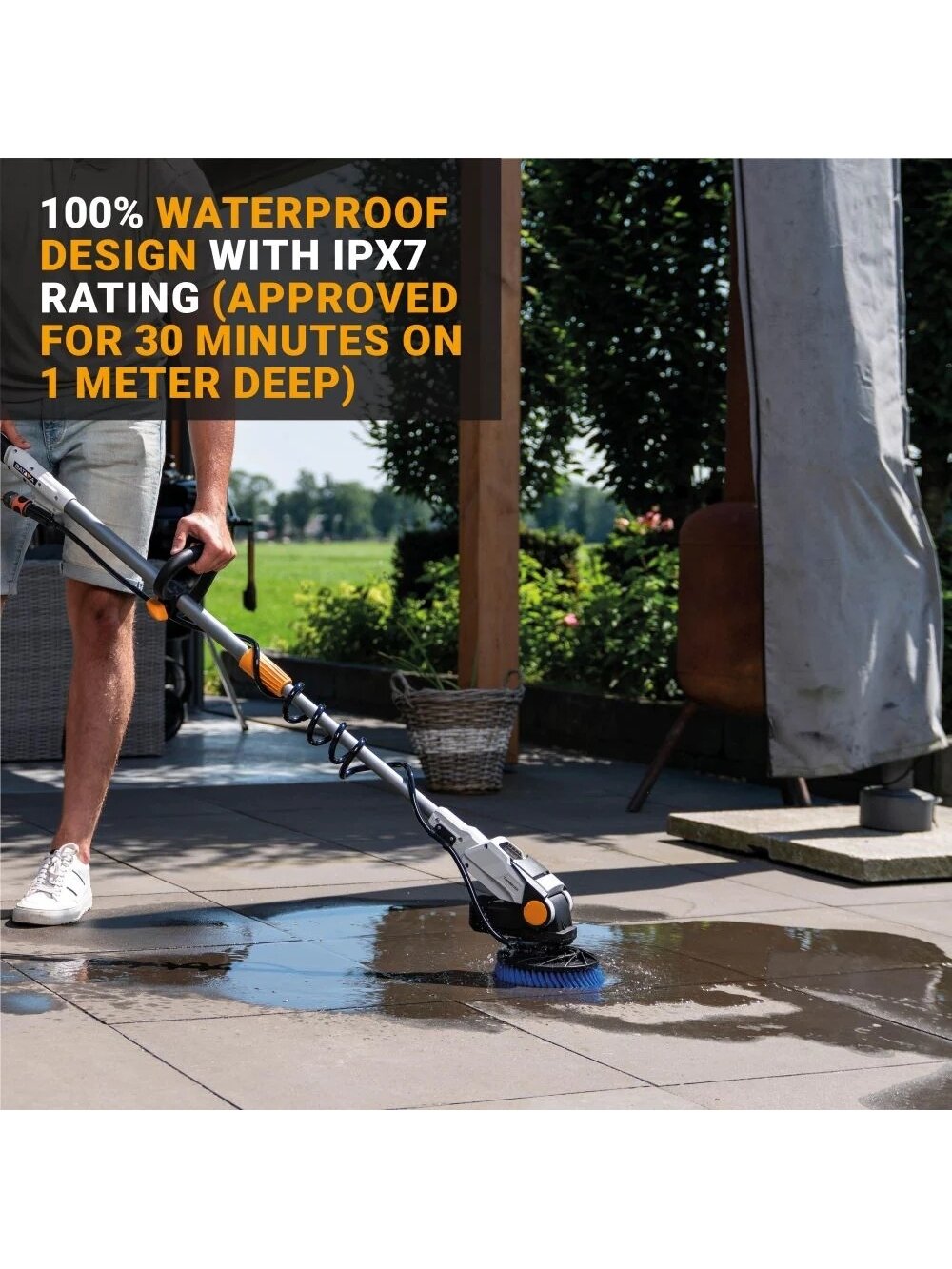 Batavia B.V. | 18V Twin Brush - Cordless Brushless Telescopic Power Scrubber, Without Battery and Charger | IPX7 6