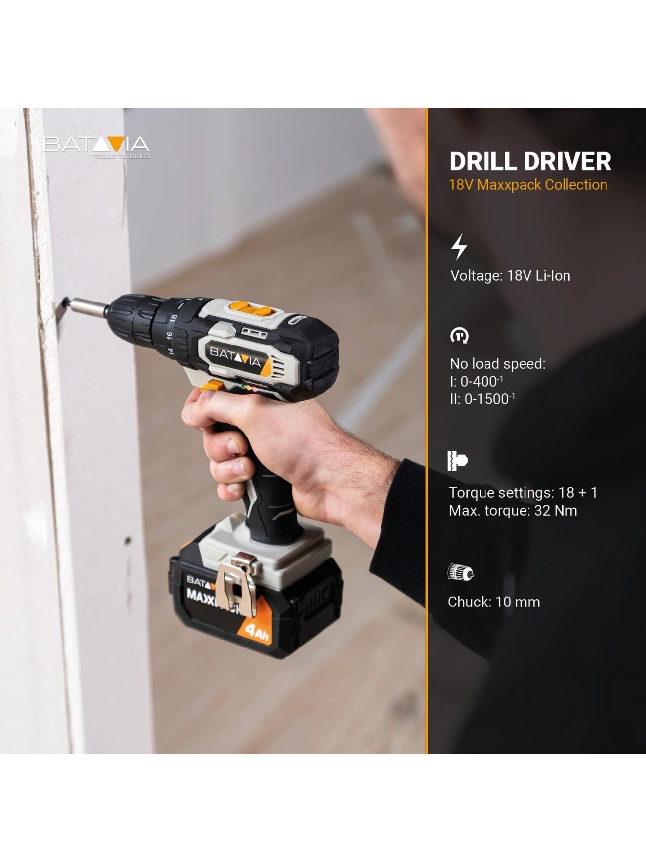 Batavia B.V. 18V Drill Driver - Without Battery and Charger in BMC 4