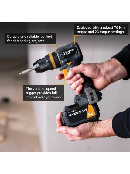 Batavia B.V. 18V Cordless Brushless Combi Drill 70 Nm, Without Battery and Charger 3