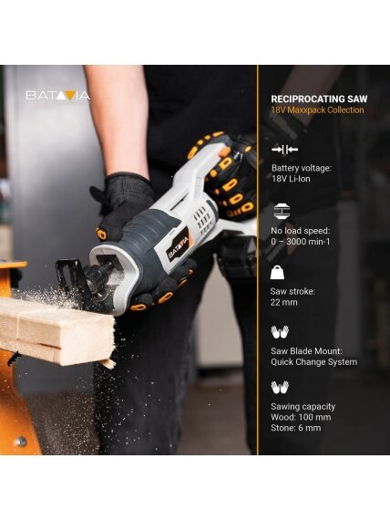 Batavia B.V. | 18V Cordless Reciprocating Saw - Without Battery and Charger 4 Batavia B.V. | 18V Cordless Reciprocating Saw - Without Battery and Charger 4