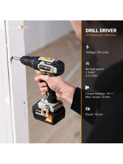 Batavia B.V. 18V Drill Driver - Without Battery and Charger in BMC 4