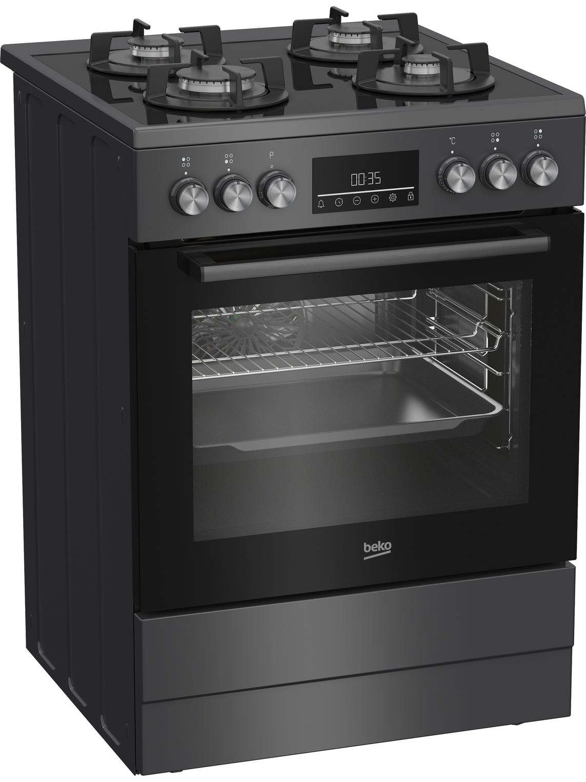 BEKO Cooker | FBM62330GADSN | Hob type Gas | Oven type Electric | Grey | Width 60 cm | Grilling | LED | Depth 60 cm | 72 L 4