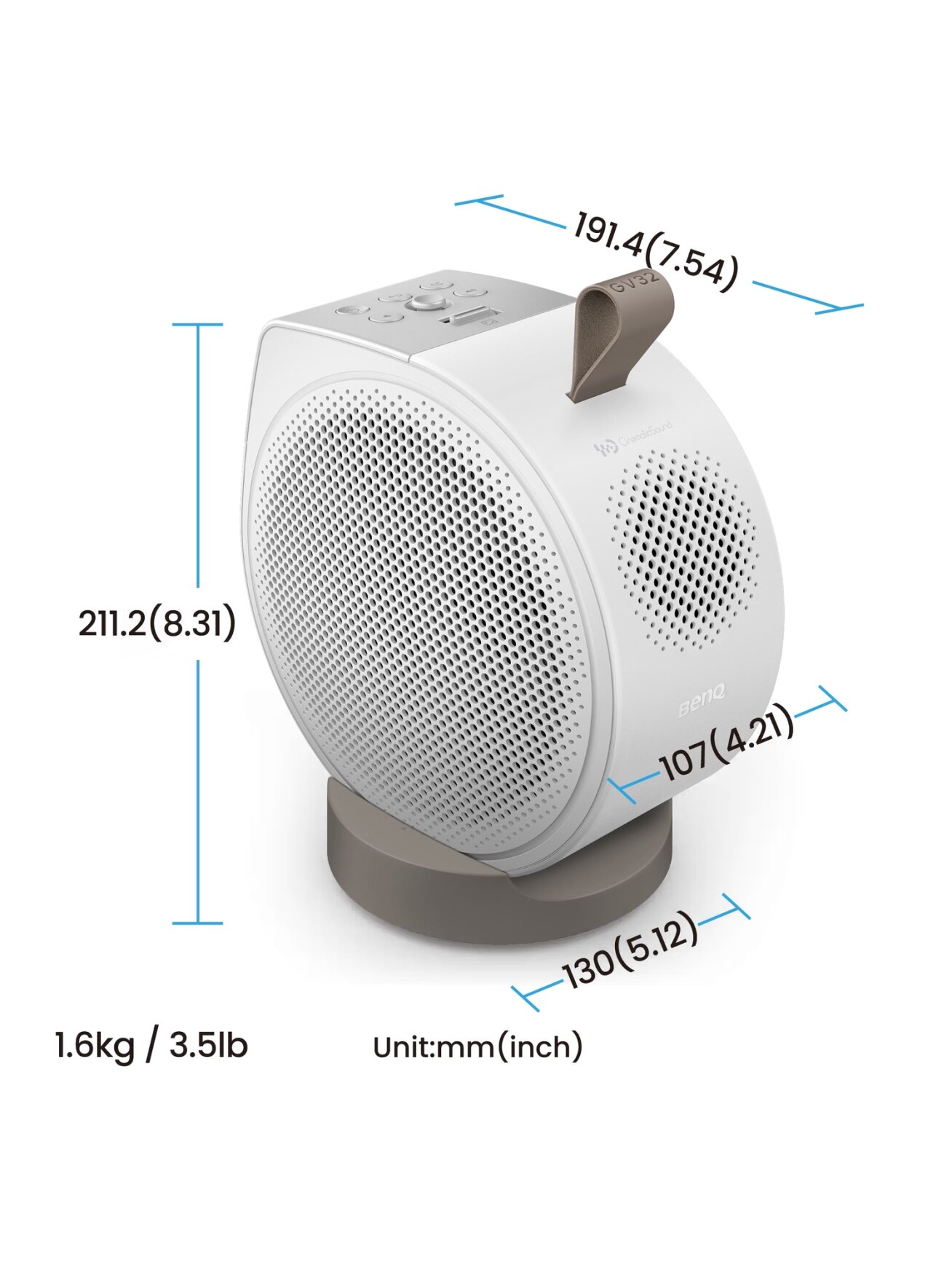 Benq | GV32 | Full HD (1920x1080) | 500 ANSI lumens | White | Wi-Fi 4 Benq | GV32 | Full HD (1920x1080) | 500 ANSI lumens | White | Wi-Fi 4
