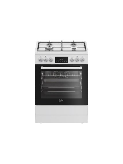 BEKO Cooker | FBM62330GWDTN | Hob type Gas | Oven type Electric | White | Width 60 cm | Grilling | LED | Depth 60 cm | 72 L