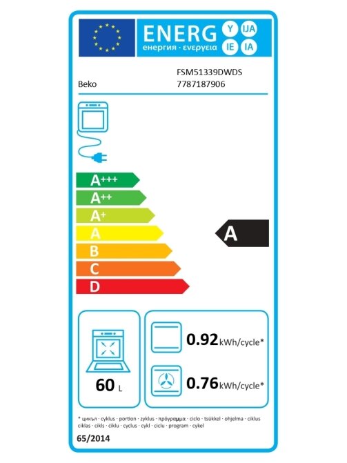 BEKO Cooker | FSM51339DWDS | Hob type Gas | Oven type Electric | White | Width 50 cm | Grilling | LED | Depth 60 cm | 60 L 5