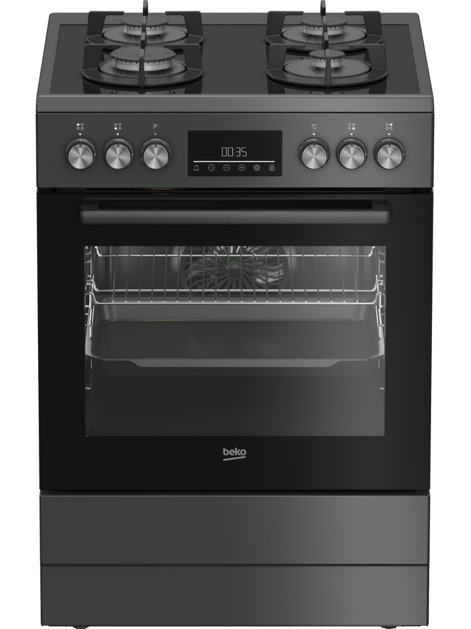 BEKO Cooker | FBM62330GADSN | Hob type Gas | Oven type Electric | Grey | Width 60 cm | Grilling | LED | Depth 60 cm | 72 L 5
