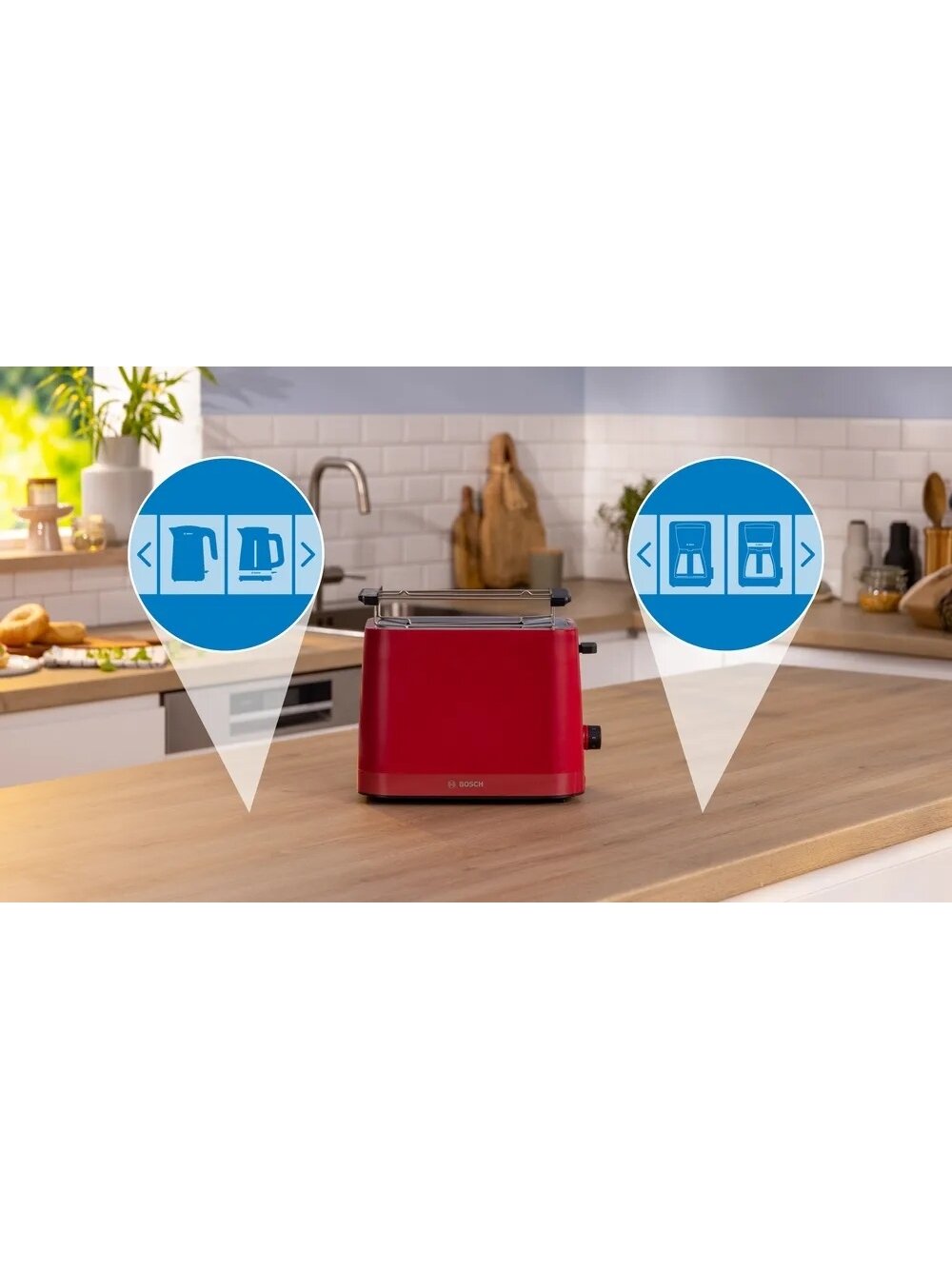 Bosch Compact Toaster | TAT3M124 MyMoment | Number of slots 2 | Housing material Plastic | Red 2