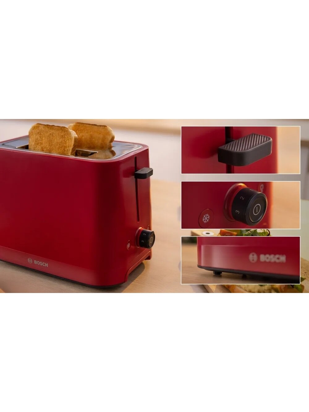 Bosch Compact Toaster | TAT3M124 MyMoment | Number of slots 2 | Housing material Plastic | Red 3