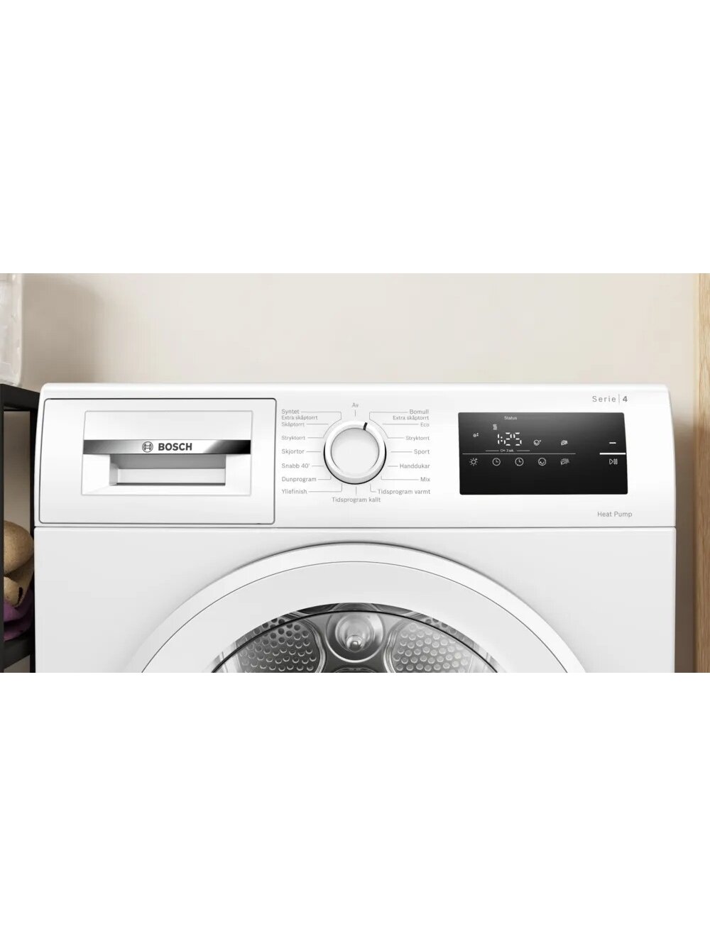 Bosch Dryer machine with heat pump | WTH85V0MSN | Energy efficiency class E | Front loading | 8 kg | LED | Depth 61 cm | White 7 Bosch Dryer machine with heat pump | WTH85V0MSN | Energy efficiency class E | Front loading | 8 kg | LED | Depth 61 cm | White 7