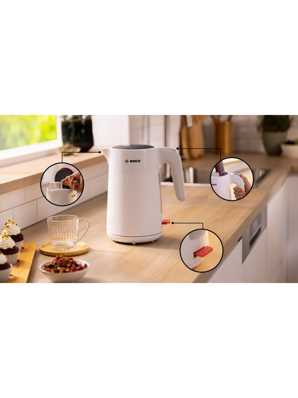 Bosch Kettle | TWK2M161 MyMoment | Electric | 2400 W | 1.7 L | Plastic | 360° rotational base | White 1 Bosch Kettle | TWK2M161 MyMoment | Electric | 2400 W | 1.7 L | Plastic | 360° rotational base | White 1