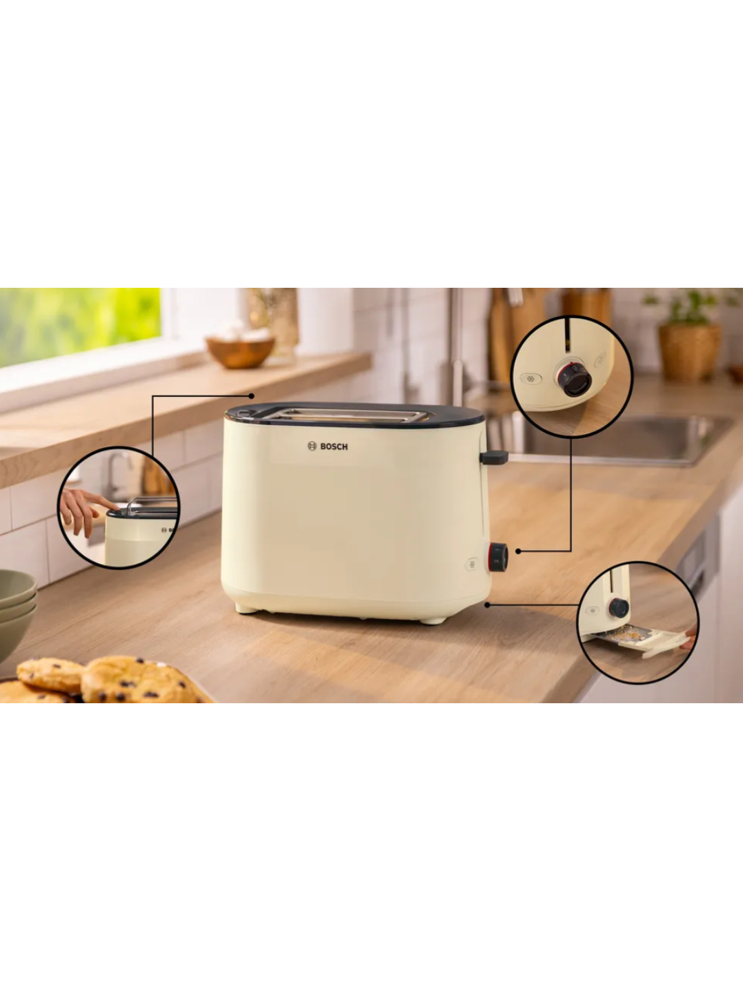 Bosch Toaster | TAT2M127 MyMoment | Power 950 W | Number of slots 2 | Housing material Plastic | Beige 5 Bosch Toaster | TAT2M127 MyMoment | Power 950 W | Number of slots 2 | Housing material Plastic | Beige 5