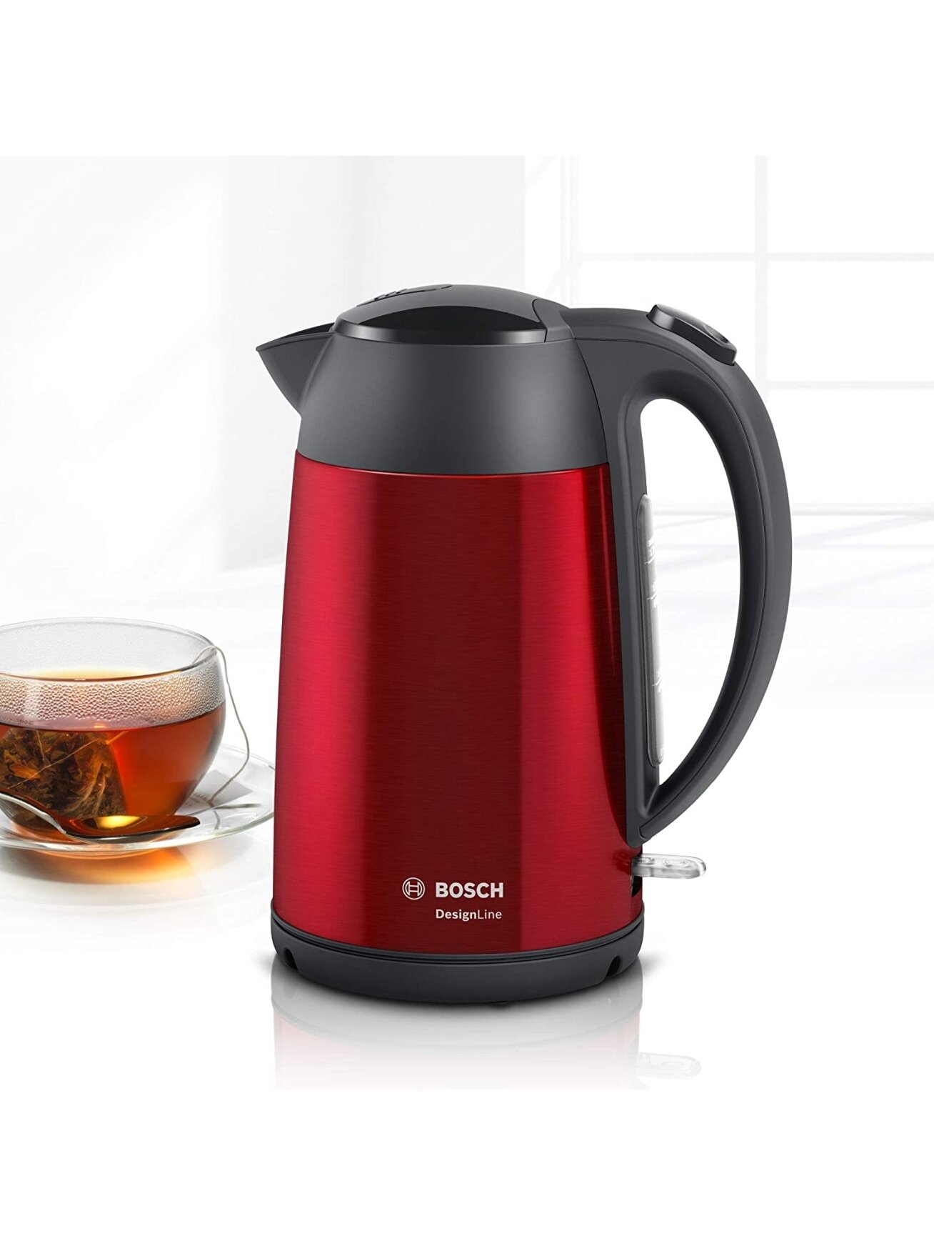 Bosch | Kettle | DesignLine TWK3P424 | Electric | 2400 W | 1.7 L | Stainless steel | 360° rotational base | Red