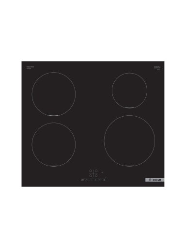 Bosch | Hob | PUE611BB5E | Induction | Number of burners/cooking zones 4 | Touch | Timer | Black Bosch | Hob | PUE611BB5E | Induction | Number of burners/cooking zones 4 | Touch | Timer | Black