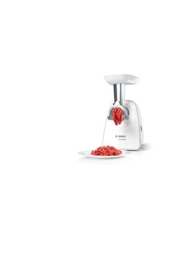 Bosch | Meat mincer SmartPower | MFW2510W | White | 350 W | Number of speeds 1 | 2 Discs: 3.8 and 8 mm; Sausage filler accessory. Bosch | Meat mincer SmartPower | MFW2510W | White | 350 W | Number of speeds 1 | 2 Discs: 3.8 and 8 mm; Sausage filler accessory.