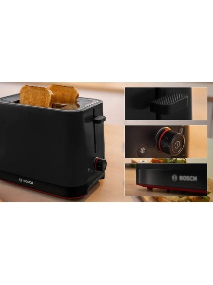 Bosch Compact Toaster | TAT3M123 MyMoment | Power 950 W | Number of slots 2 | Housing material Plastic | Black 3 Bosch Compact Toaster | TAT3M123 MyMoment | Power 950 W | Number of slots 2 | Housing material Plastic | Black 3