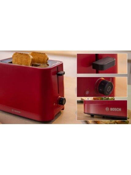 Bosch Compact Toaster | TAT3M124 MyMoment | Number of slots 2 | Housing material Plastic | Red 3