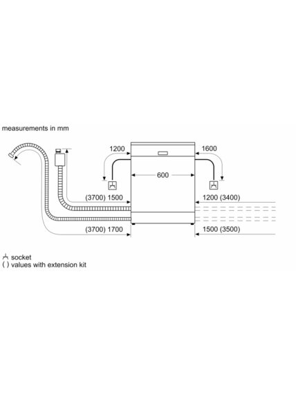 Bosch Dishwasher | SMV4EMX71S | Built-in | Width 60 cm | Number of place settings 14 | Number of programs 6 | Energy efficiency class B | Display | AquaStop function | White 5
