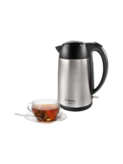 Bosch | Kettle | DesignLine TWK3P420 | Electric | 2400 W | 1.7 L | Stainless steel | 360° rotational base | Stainless steel/Black 1 Bosch | Kettle | DesignLine TWK3P420 | Electric | 2400 W | 1.7 L | Stainless steel | 360° rotational base | Stainless steel/Black 1
