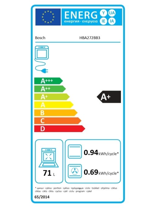 Bosch Oven | HBA272BB3 | 71 L | Electric | Pyrolysis/Hydrolytic | Touch control | Height 59.5 cm | Width 59.4 cm | Black 6