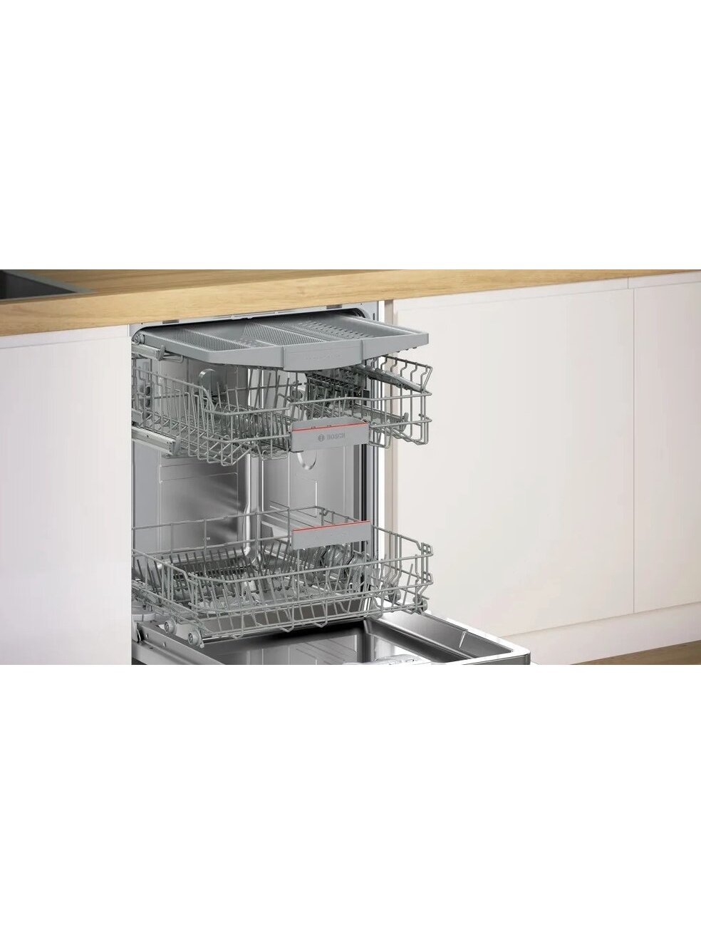 Bosch Dishwasher | SMV4EMX71S | Built-in | Width 60 cm | Number of place settings 14 | Number of programs 6 | Energy efficiency class B | Display | AquaStop function | White 3